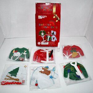 Kiddokids DIY Ugly Sweater Christmas Tree Ornaments, Holiday Craft Kit - 6 Packs